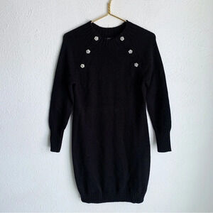 J. Crew Jewel-shoulder sweater-dress Black Sz Small